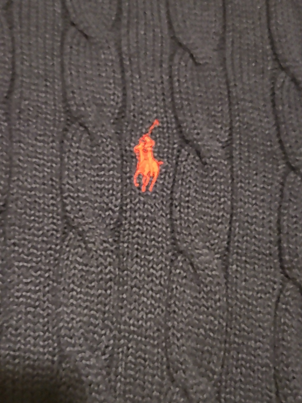 POLO Ralph Lauren Cable Knit Sweater XL, Quarter Zip, Navy, Cotton Pullover - Picture 6 of 16